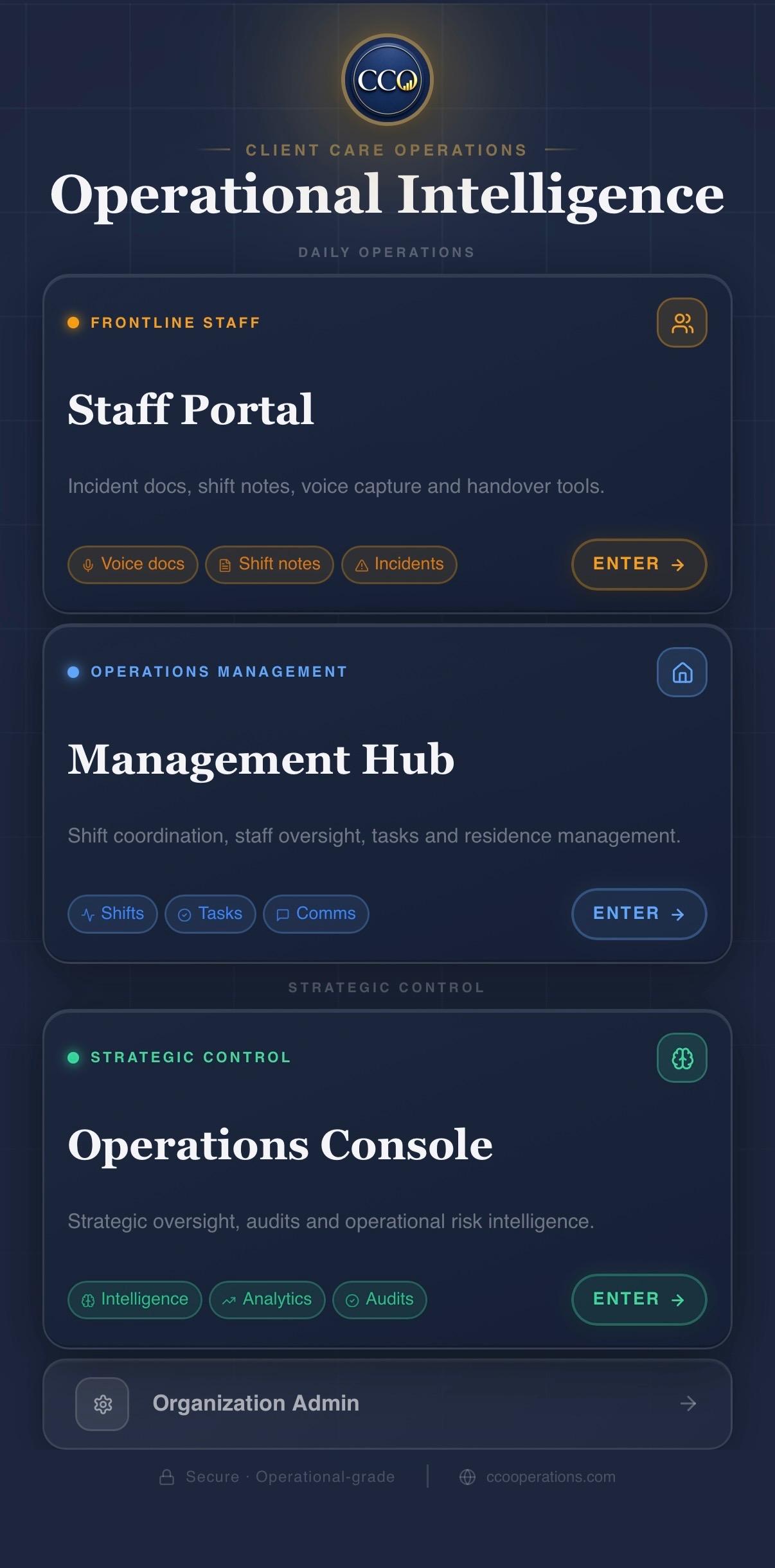 CCO Intelligence Platform interface preview