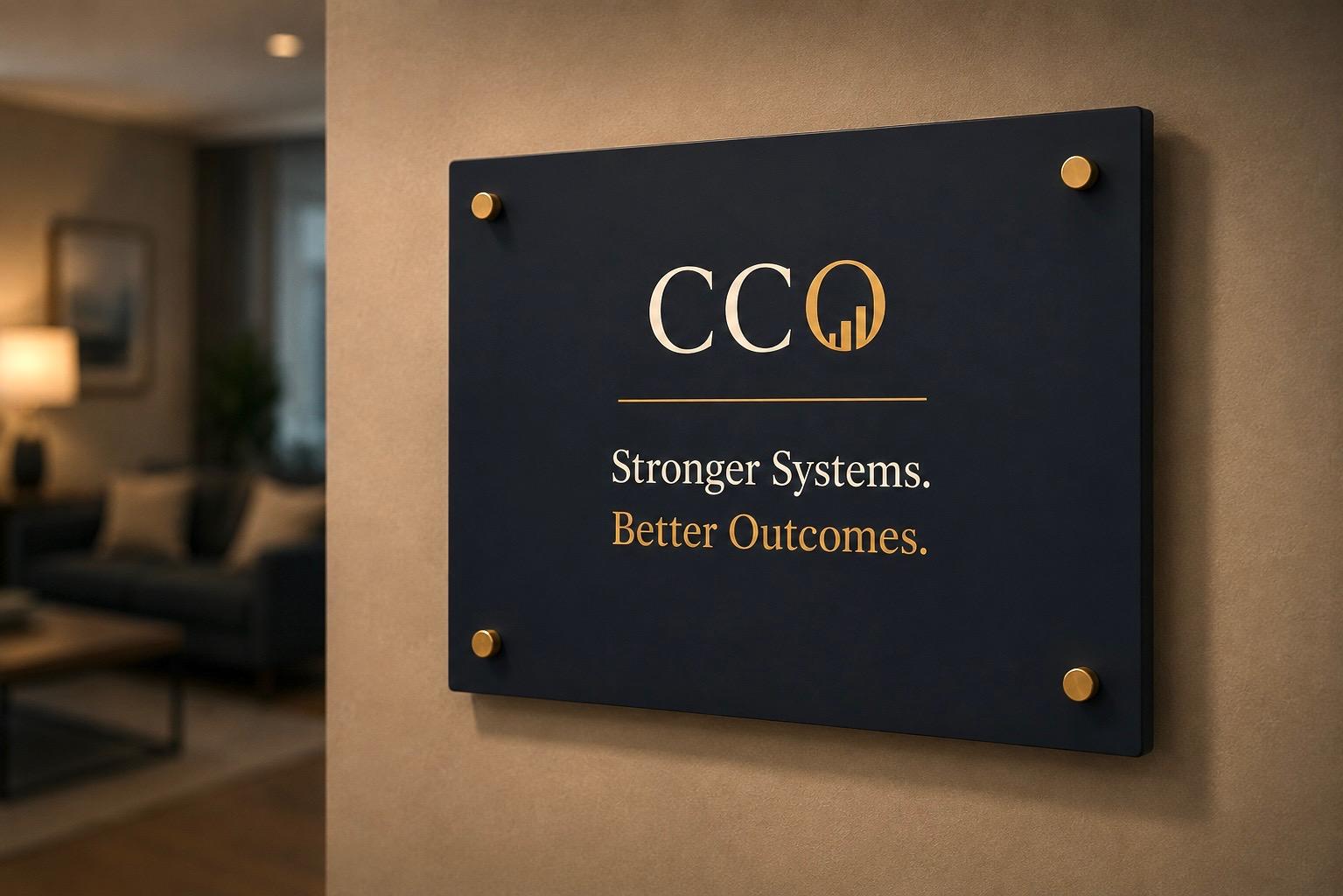 Residential care environment with subtle CCO wall placard indicating operational systems